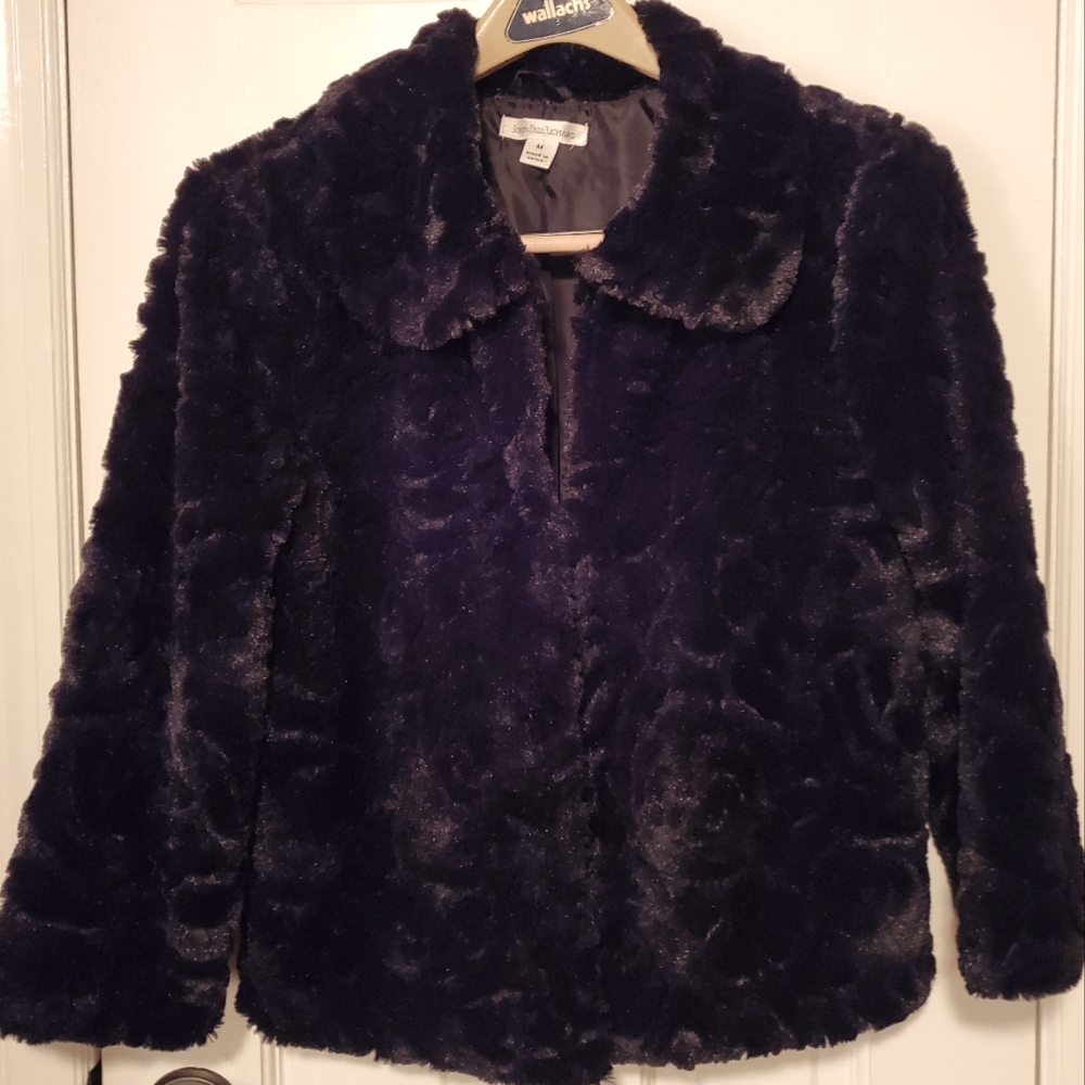 Women's faux fur Black Dress Coat